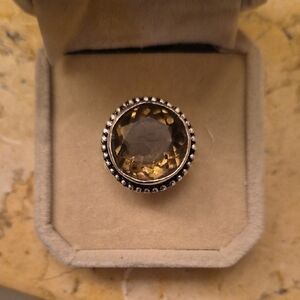 Vintage 925 SMOKY QUARTZ Ring 7
